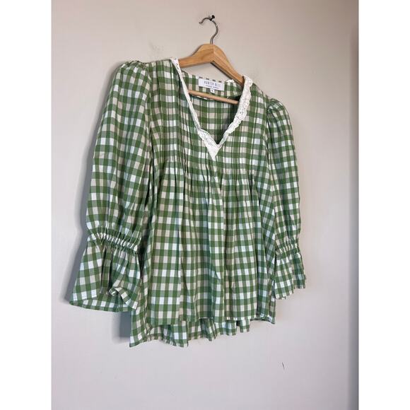 NEW Hunter Bell Pull Over Design High Neck Ruffled Mia Top Green Size: Small - Picture 3 of 7
